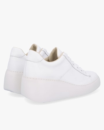 Fly London Delf II White Leather Wedge Trainers