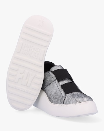 Fly London Dito II Silver Leather Wedge Trainers
