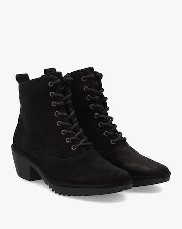 Fly London Wune Black Suede Block Heel Ankle Boots
