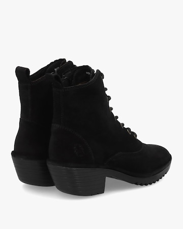 Fly London Wune Black Suede Block Heel Ankle Boots