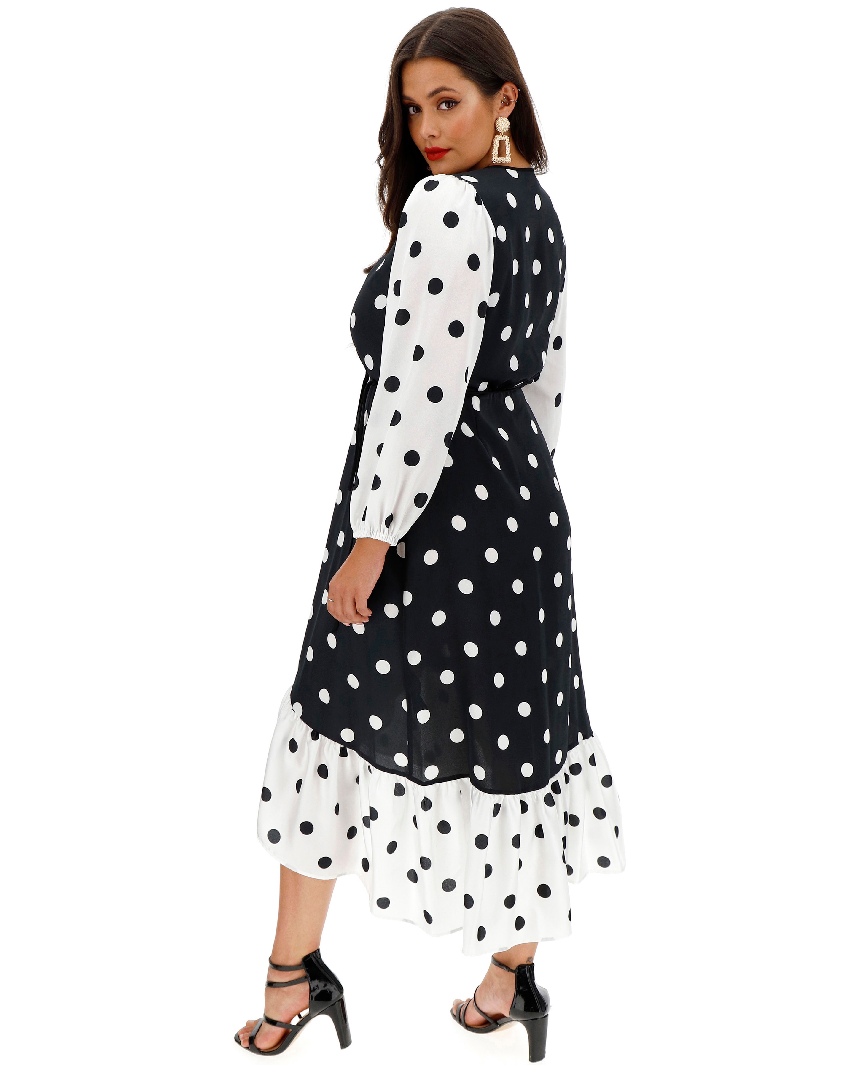 coast black and white polka dot dress
