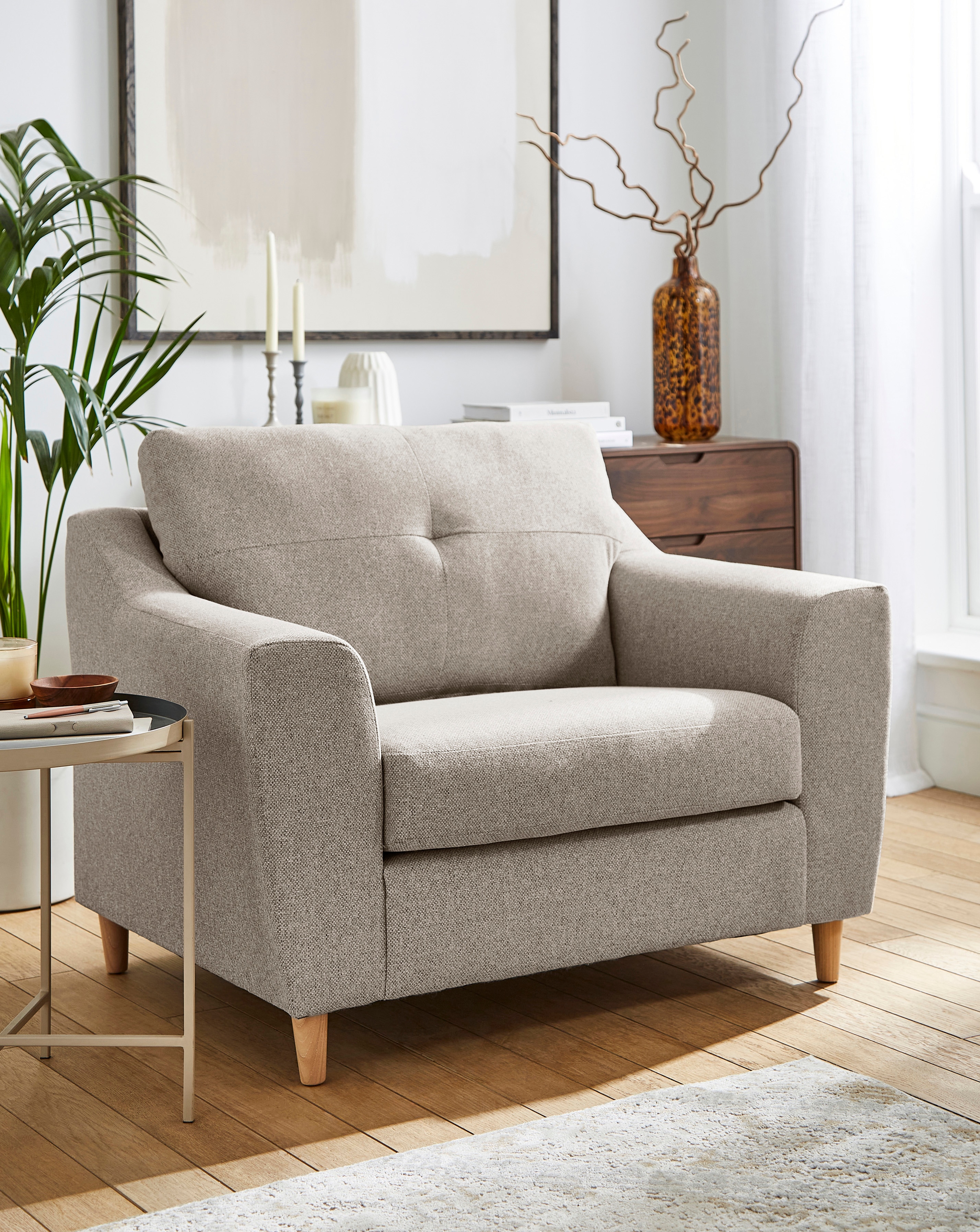 New In - Baxter Fabric Snuggler Chair