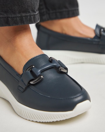 Heavenly Soles Lynn Sporty Loafers With Trim - Wide Fit (E)