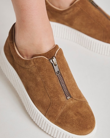 Meridian Zip Up Leather Trainer - Wide Fit (E)