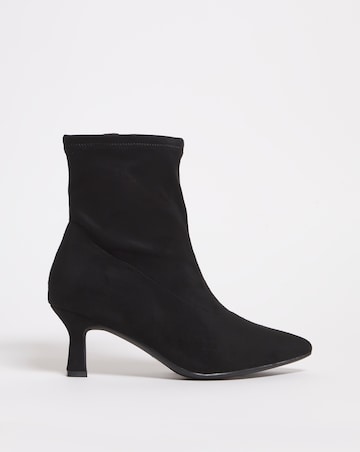 red kitten heel sock boots