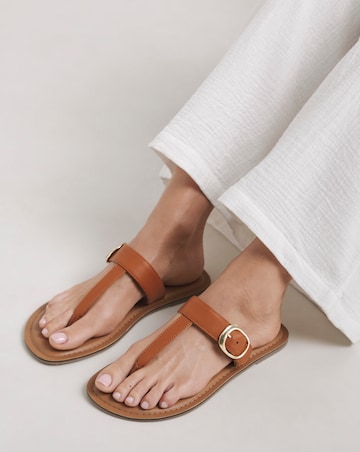 Fortune Leather Toe Post Sandals - Wide Fit (E)