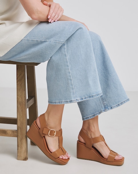 Emilia Two Part Wedged Sandal - Wide Fit (E)