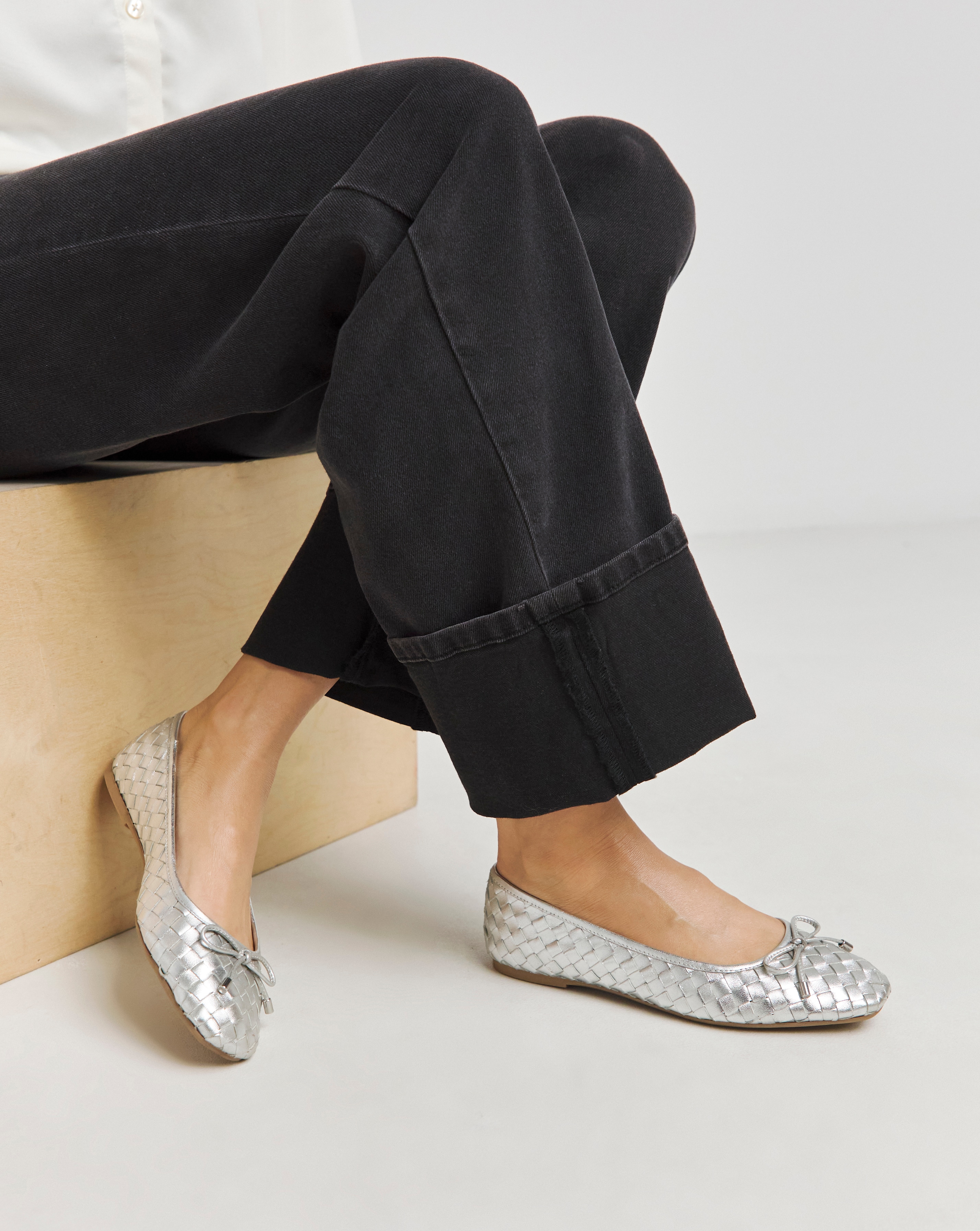 Woven Leather Ballerina Ex Wide