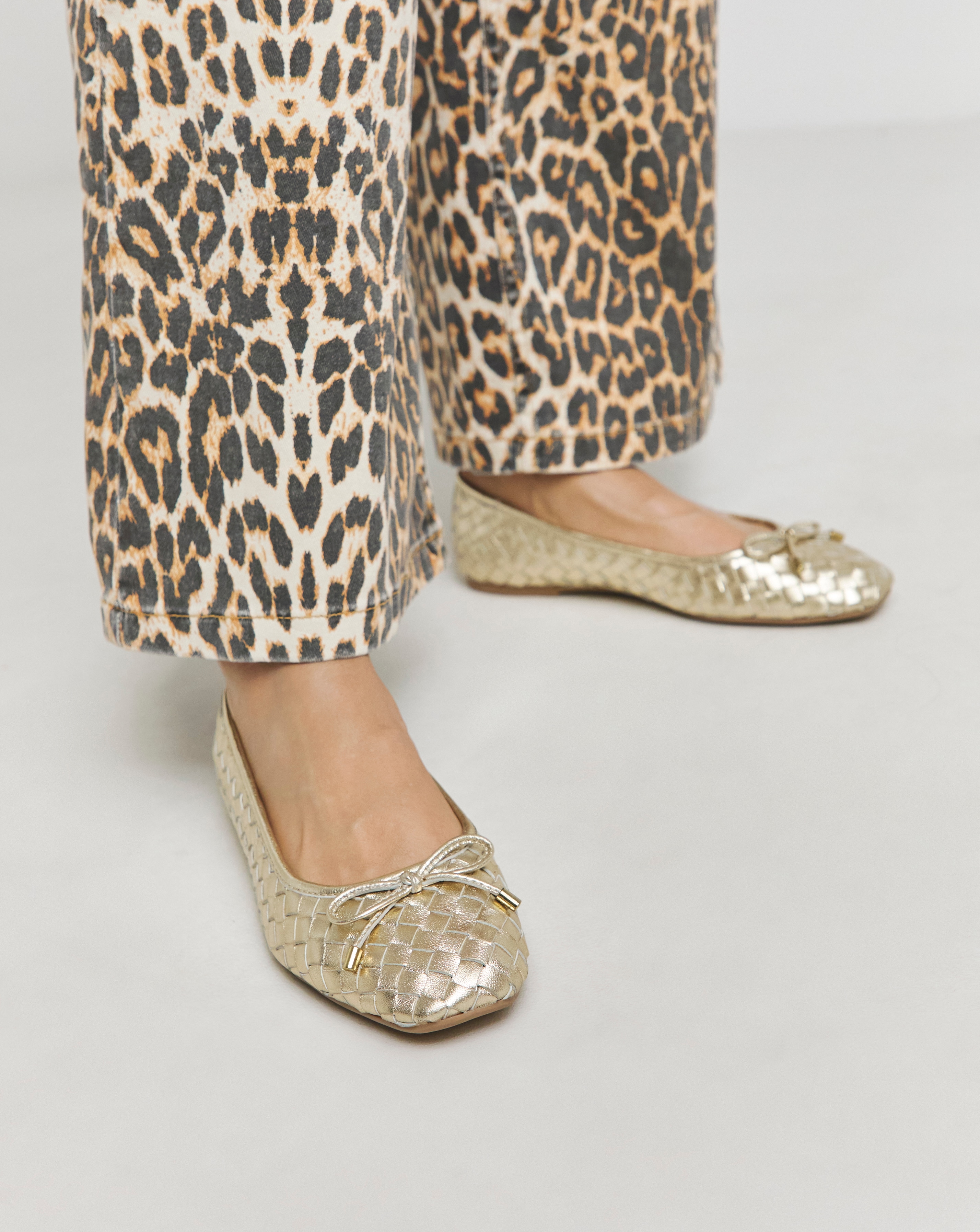 Woven Leather Ballerina Ex Wide