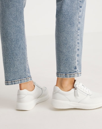 Heavenly Soles Seraphina Leather Lace Side Zip Trainers - Extra Wide Fit (EEE)