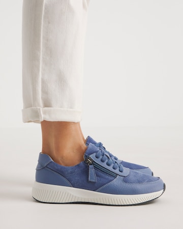 Heavenly Soles Seraphina Leather Lace Side Zip Trainers - Extra Wide Fit (EEE)