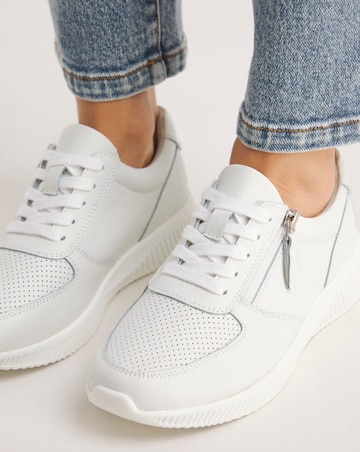 Heavenly Soles Seraphina Leather Lace Side Zip Trainers - Extra Wide Fit (EEE)