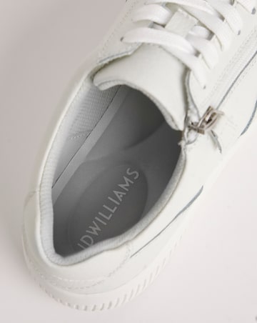 Heavenly Soles Seraphina Leather Lace Side Zip Trainers - Extra Wide Fit (EEE)