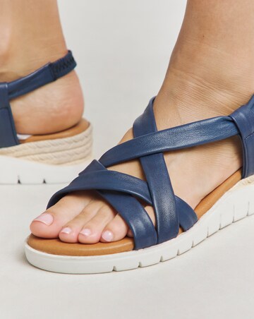 Senna Leather Tubular Sandals - Wide Fit (E)