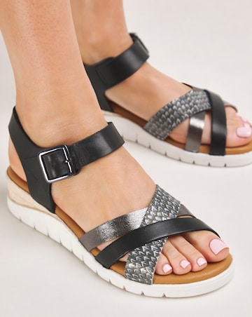Sinead Leather Crossover Sandal Wide E Fit