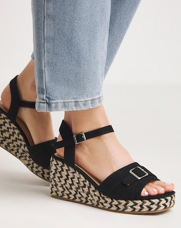 Agatha Buckle Wedge Espadrille Sandals - Wide Fit (E)
