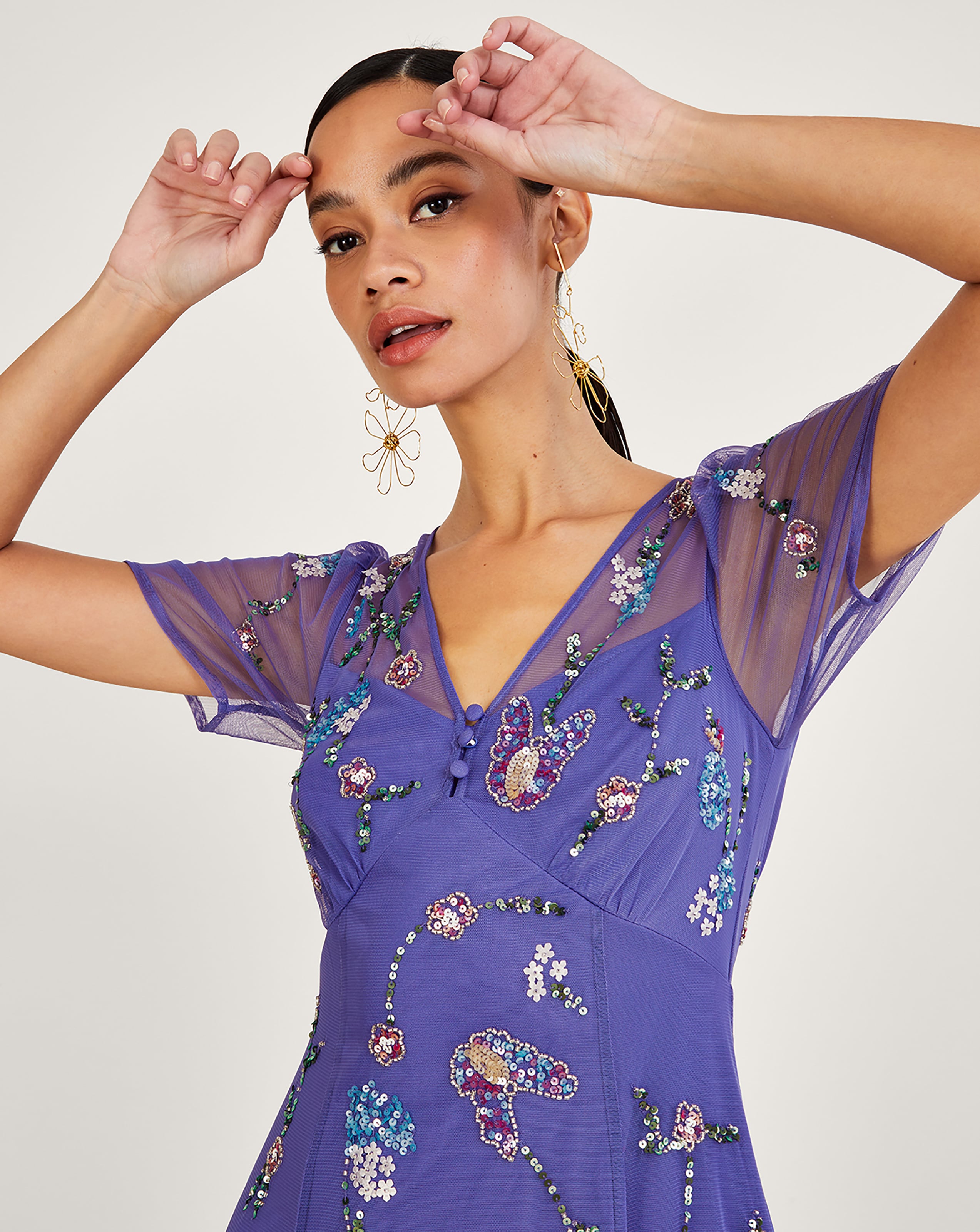 Monsoon apple embellished clearance midi dress