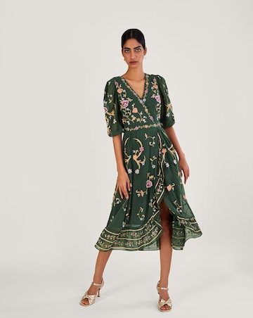 Monsoon Christel Embroidered Wrap Dress