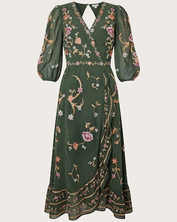 Monsoon Christel Embroidered Wrap Dress