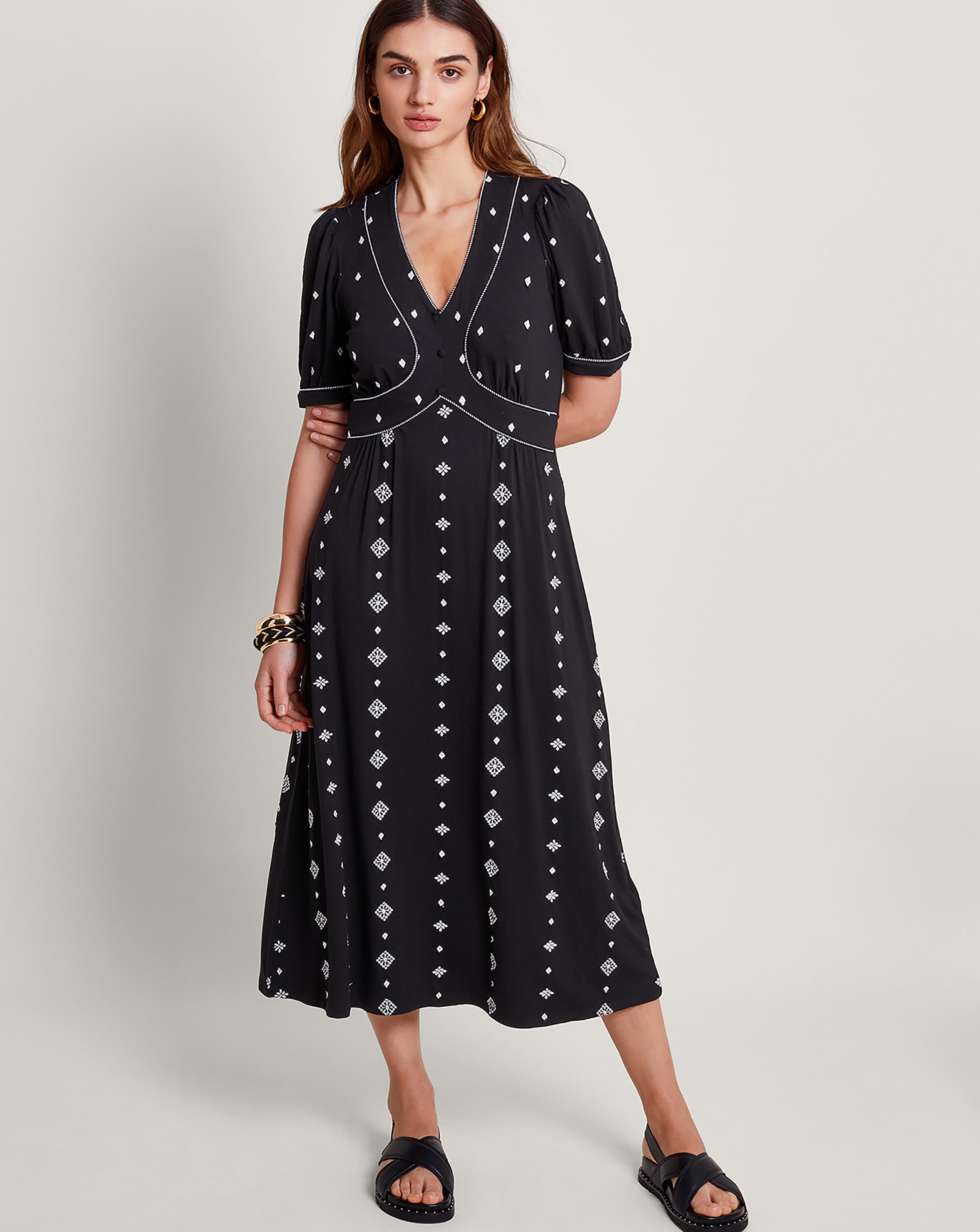 Monsoon Ethel Embroidered Jersey Dress | Simply Be 