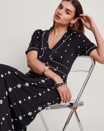 Monsoon Ethel Embroidered Jersey Dress | Simply Be 