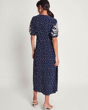 sachin and babi light blue dress Black Floral Embroidered Tea Length Dress