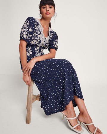sachin and babi light blue dress Bonnie Floral Embroidered Tea Dress Blue main image 1