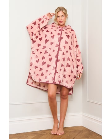 JimJamTheLabel Heart Print Oversized Zip Hoody