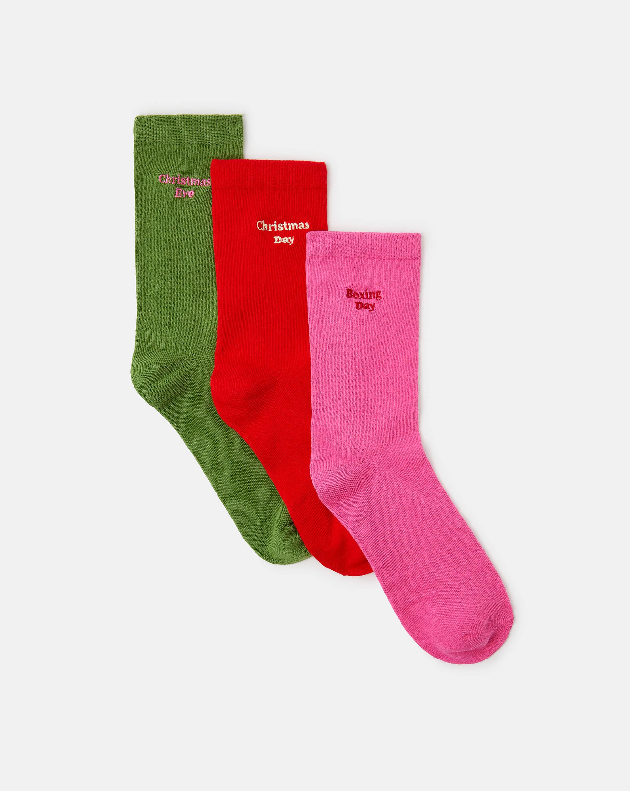 New In - Accessorize 3pk Christmas Slogan Socks