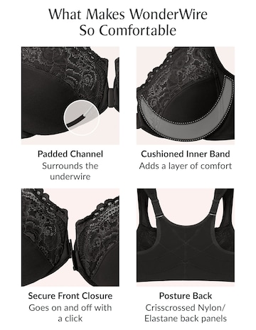 Glamorise Plus Size WonderWire Posture Back Lace Bra 1255