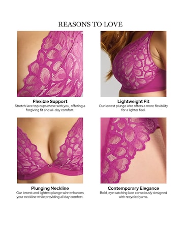 Panache Allure Demi Plunge Magenta Wired Bra