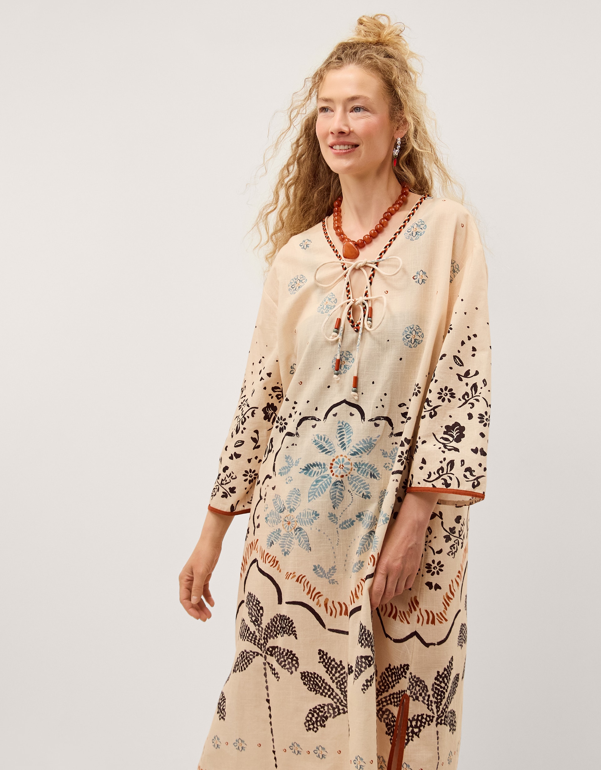 Monsoon Aleah Tropical Print Midi Kaftan