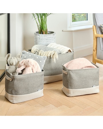 Minky Fabric Set of 3 Baskets