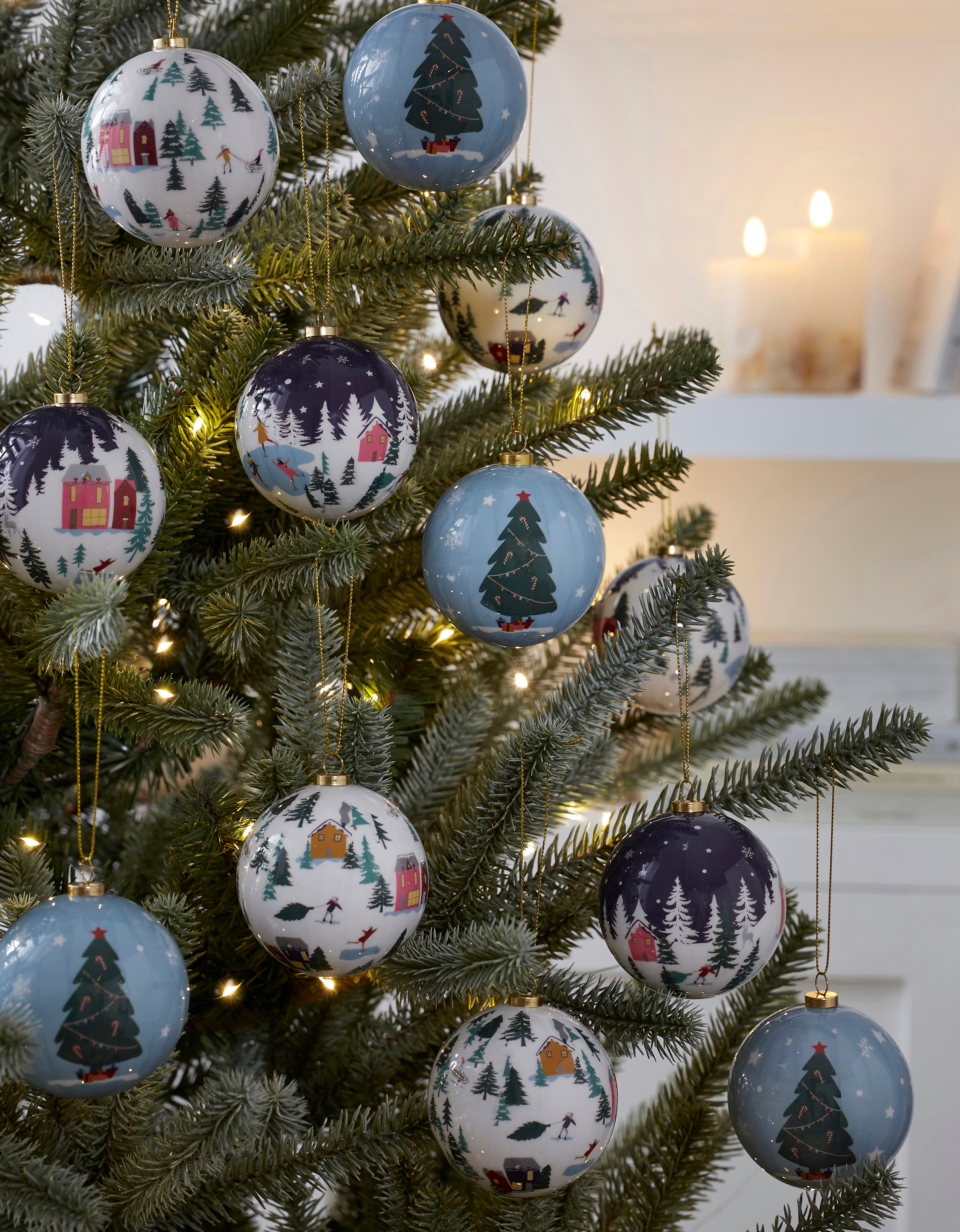 Set of 12 Alpine Lodge Baubles