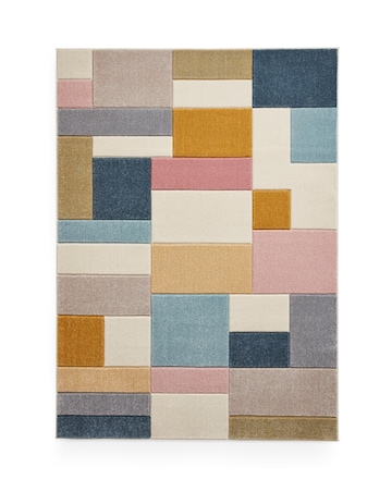 Think Rugs Matrix Modern Geometric Rug - Blocks Multi