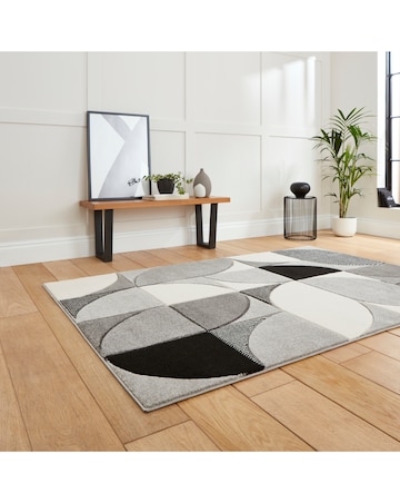 Think Rugs Matrix Modern Geometric Rug - Curves