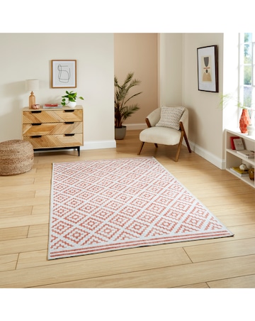 Think Rugs Coral Geometric Rug