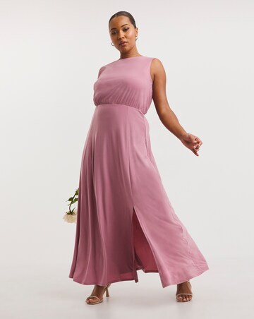 Pink Cowl Back Maxi Bridesmaid Dress With Side Split | Simply Be
