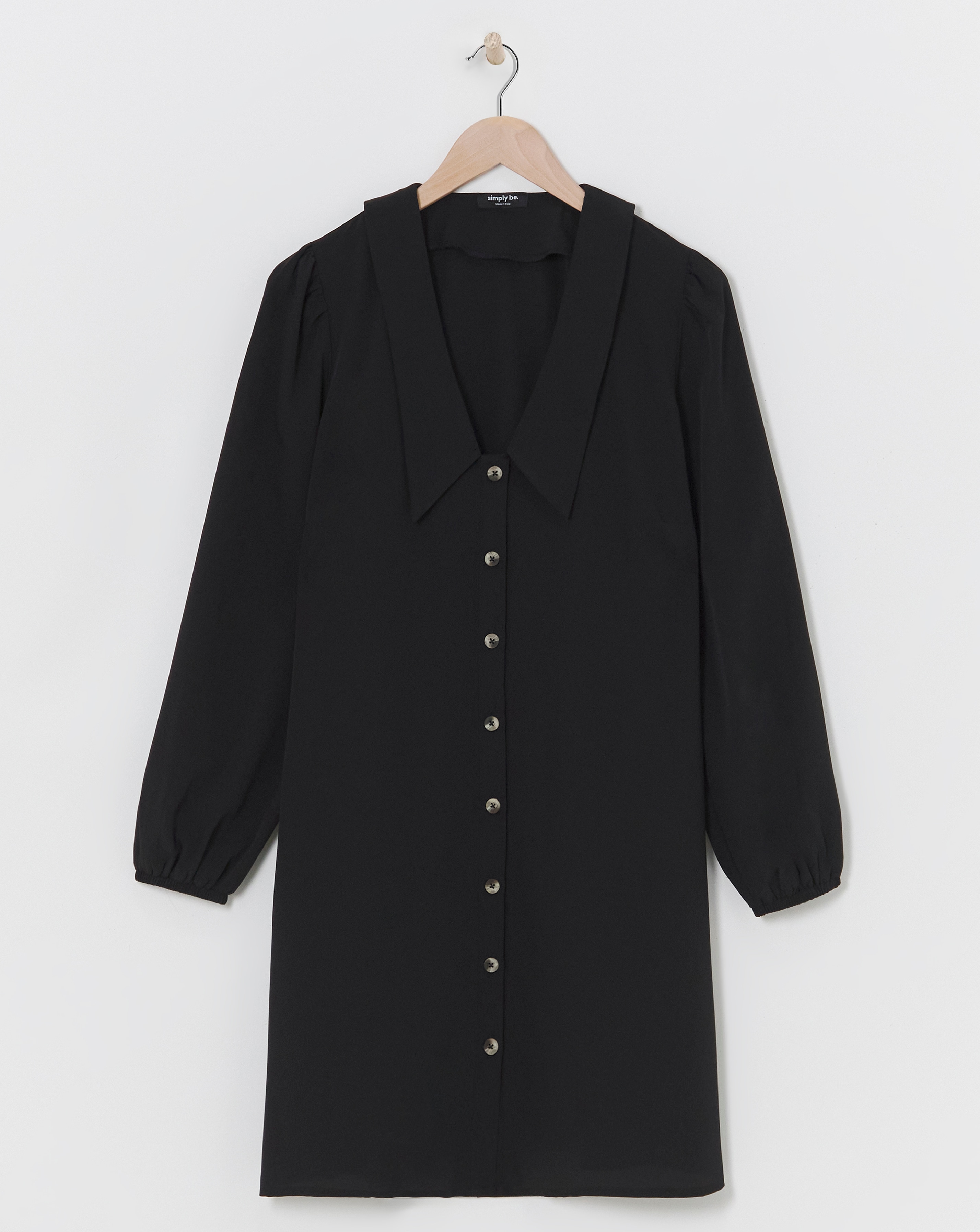 Simply Be - Women's Black Button Through Shirt Dress - Size 14 - Black