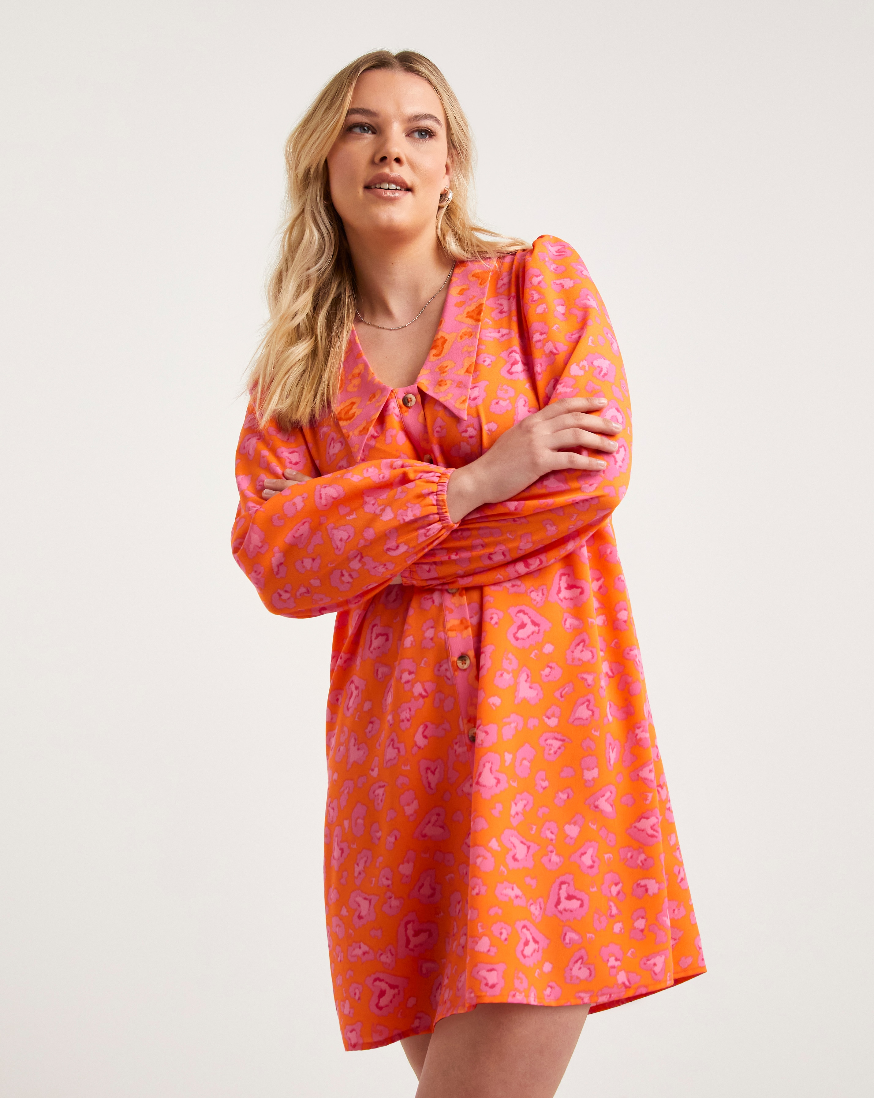 Simply Be - Women's Animal Print Button Through Shirt Dress - Size 10 - Animal print