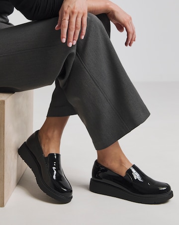 Heavenly Soles Rylee Low Wedge Slipper Cut Plain Loafer - Wide Fit (E)