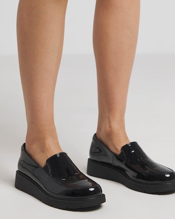 Heavenly Soles Rylee Low Wedge Slipper Cut Plain Loafer - Extra Wide Fit (EEE)