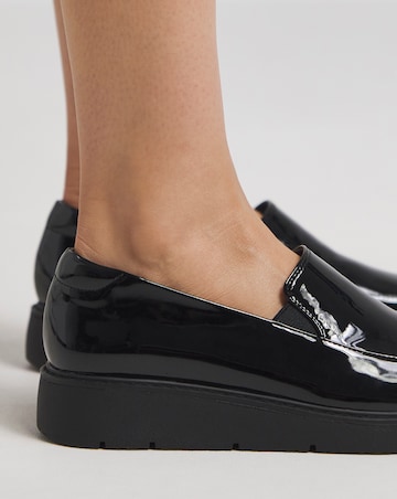 Heavenly Soles Rylee Low Wedge Slipper Cut Plain Loafer - Extra Wide Fit (EEE)