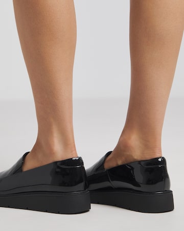 Heavenly Soles Rylee Low Wedge Slipper Cut Plain Loafer - Extra Wide Fit (EEE)