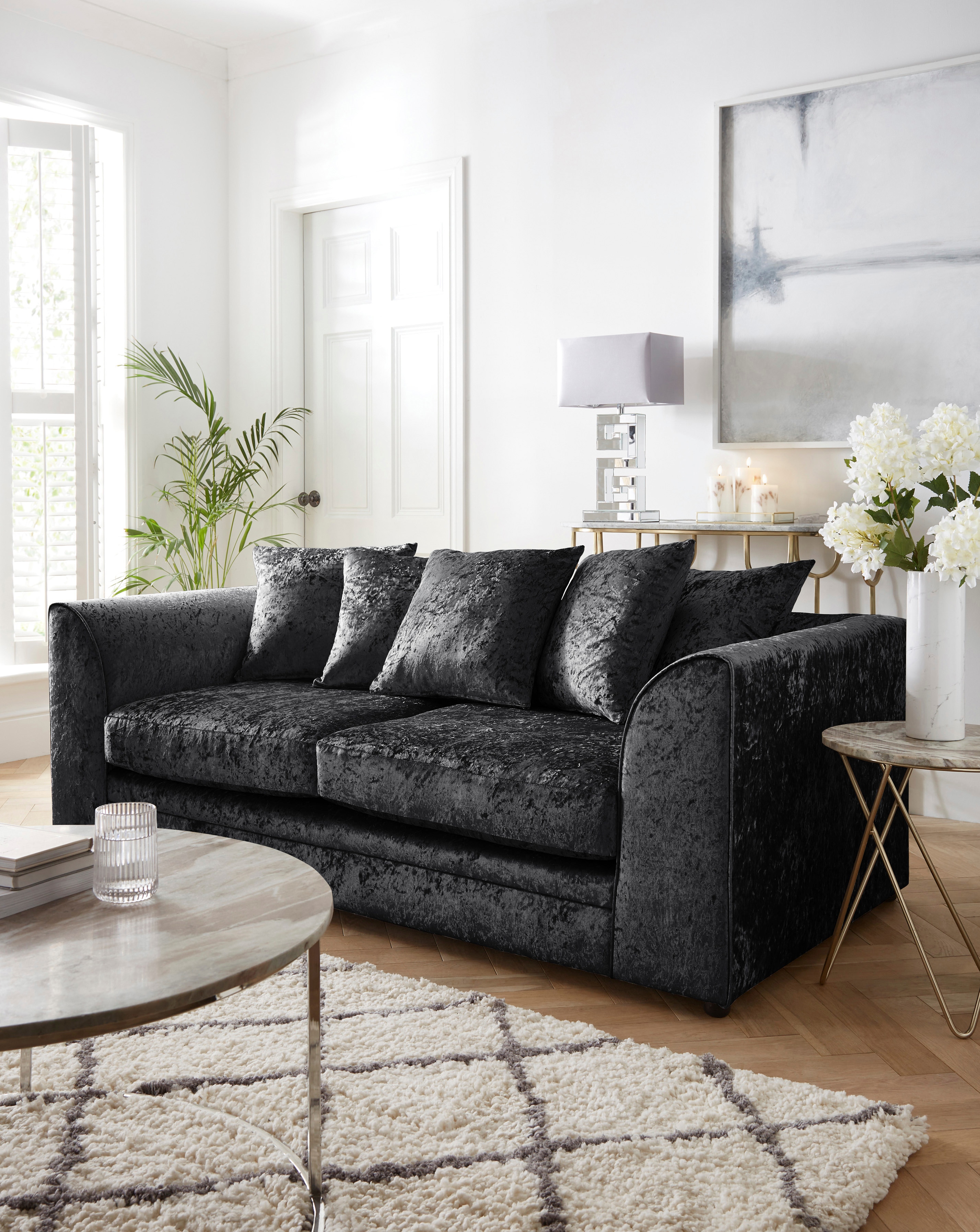 New In - Chicago Crushed Velvet 3 Seater Sofa