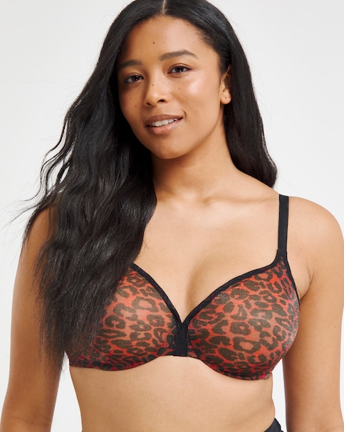 Gossard Plus Size Glossies Leopard Sheer Bra In Animal print | UK Size 28DD Women's - Animal Print