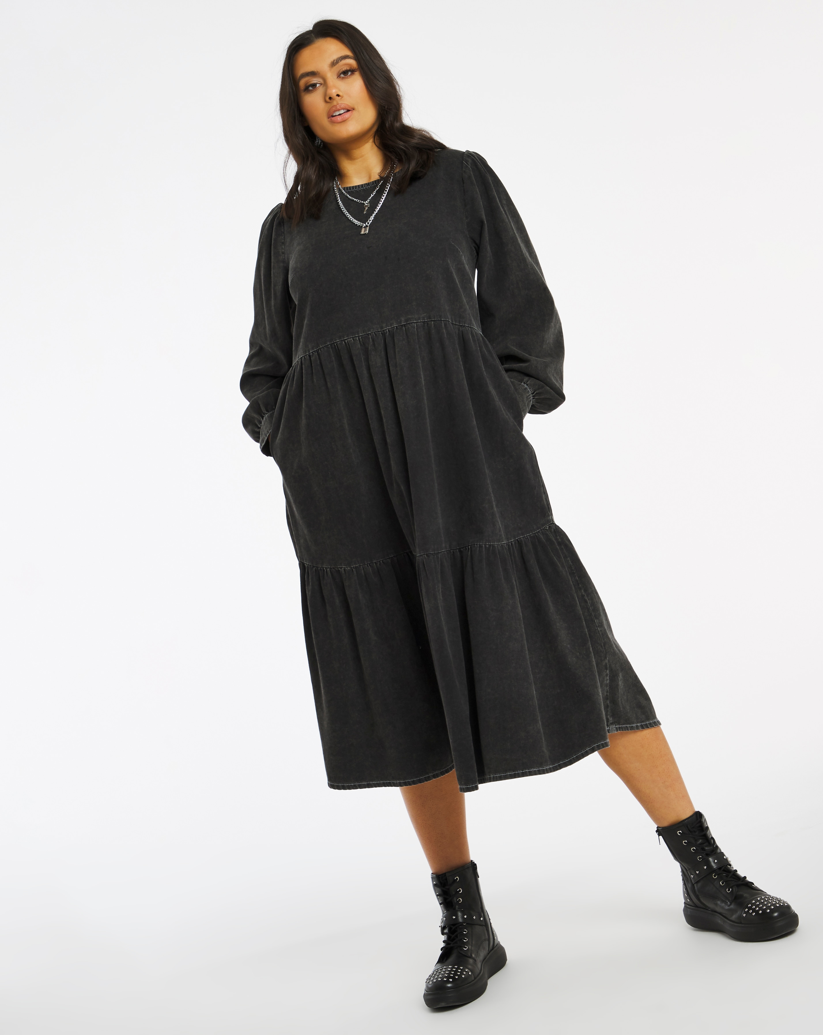 Simply be black denim dress Clearance