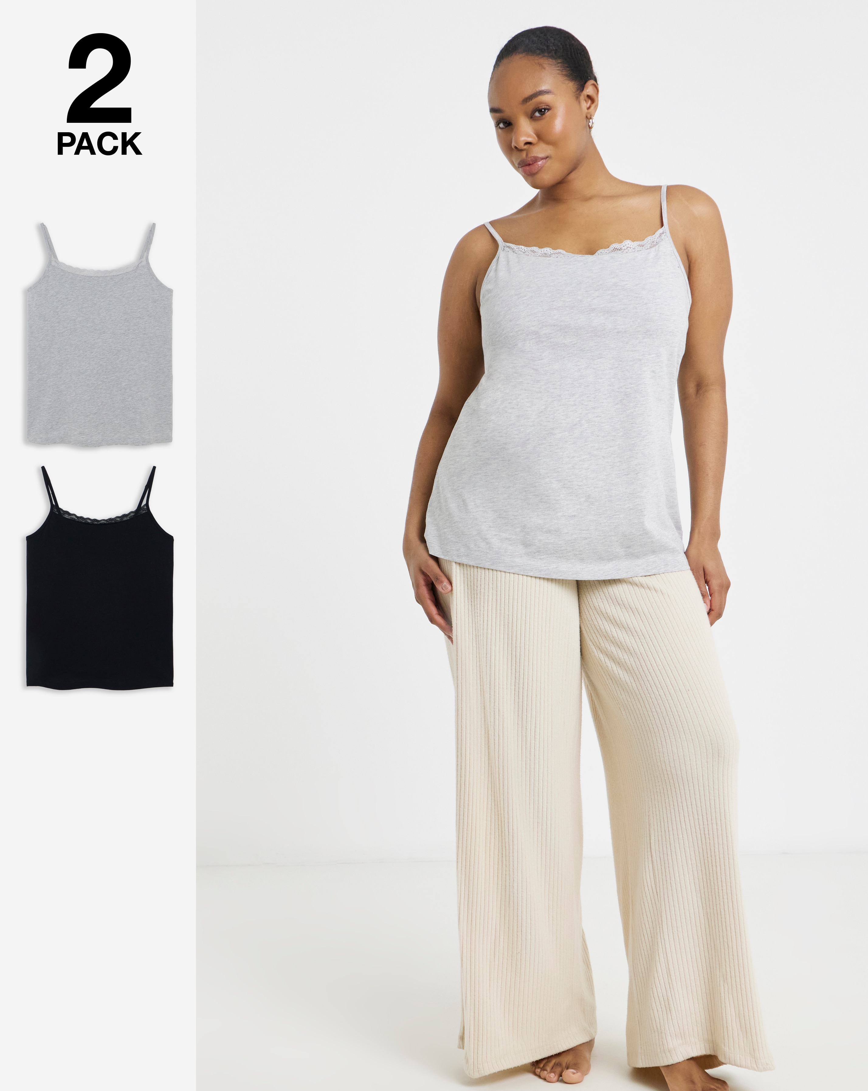 New In - Pretty Secrets 2 Pack PJ Sleep Vest Tops