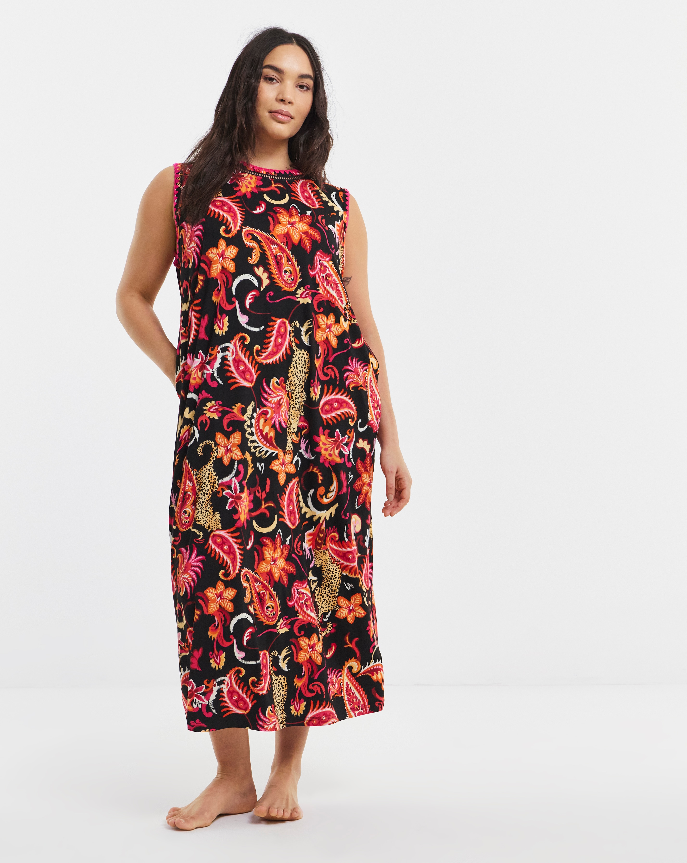 New In - Figleaves Blanket Stitch Leopard Nightie