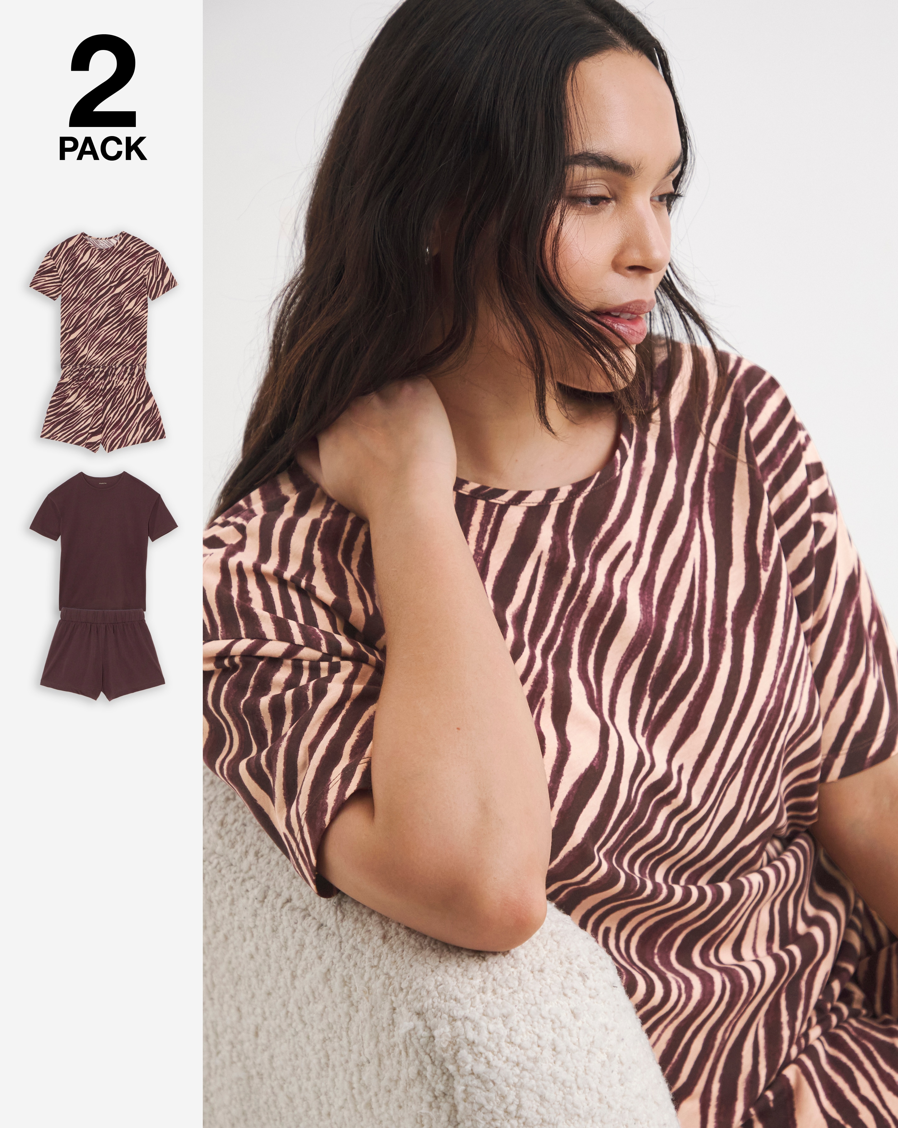 New In - Simply Be 2 Pack AnimalPrint Shortie Set